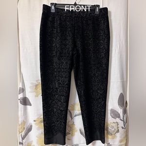 Melissa Paige size XL Black ankle pant with velvet design